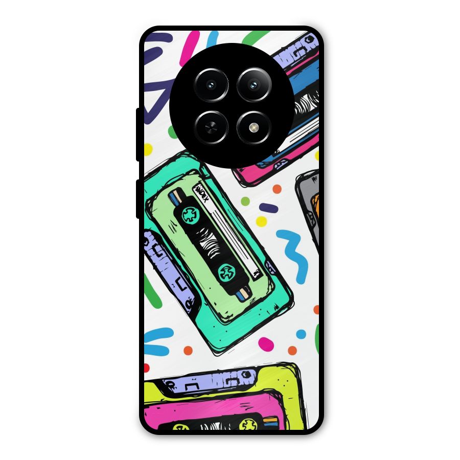 Cassette Pattern Metal Back Case for Realme Narzo 70x 5G
