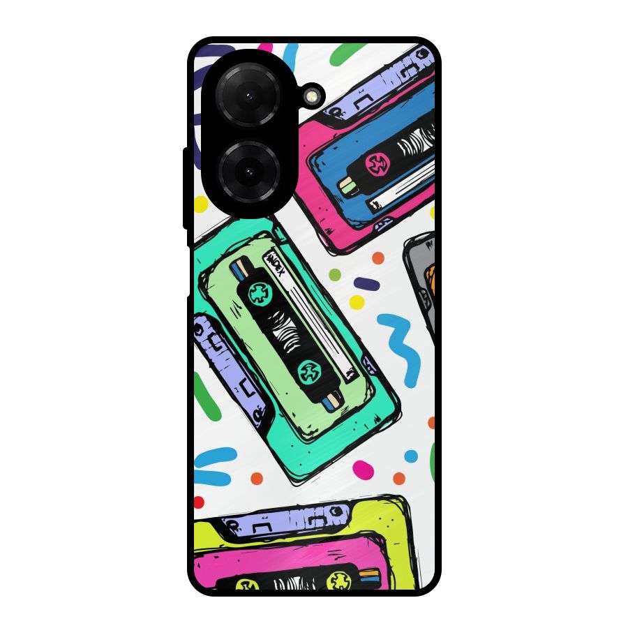 Cassette Pattern Metal Back Case for Redmi A5 4G