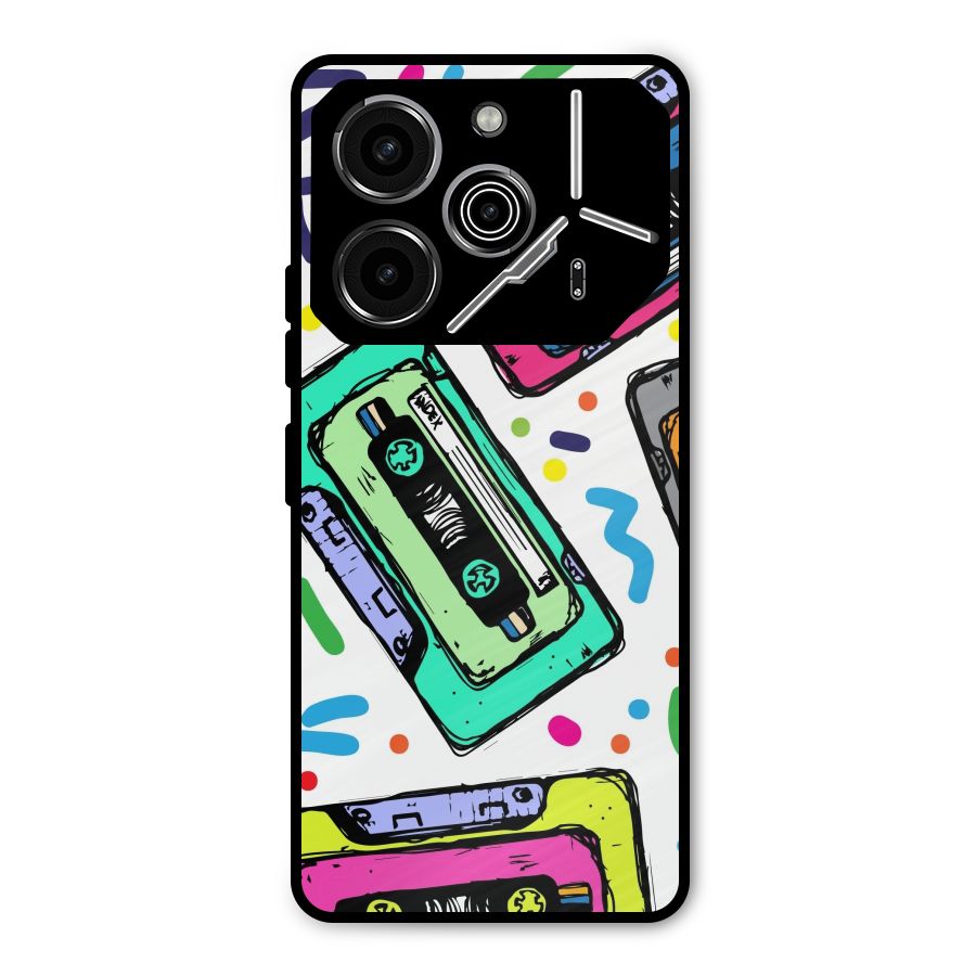 Cassette Pattern Metal Back Case for Tecno Pova 6 Pro