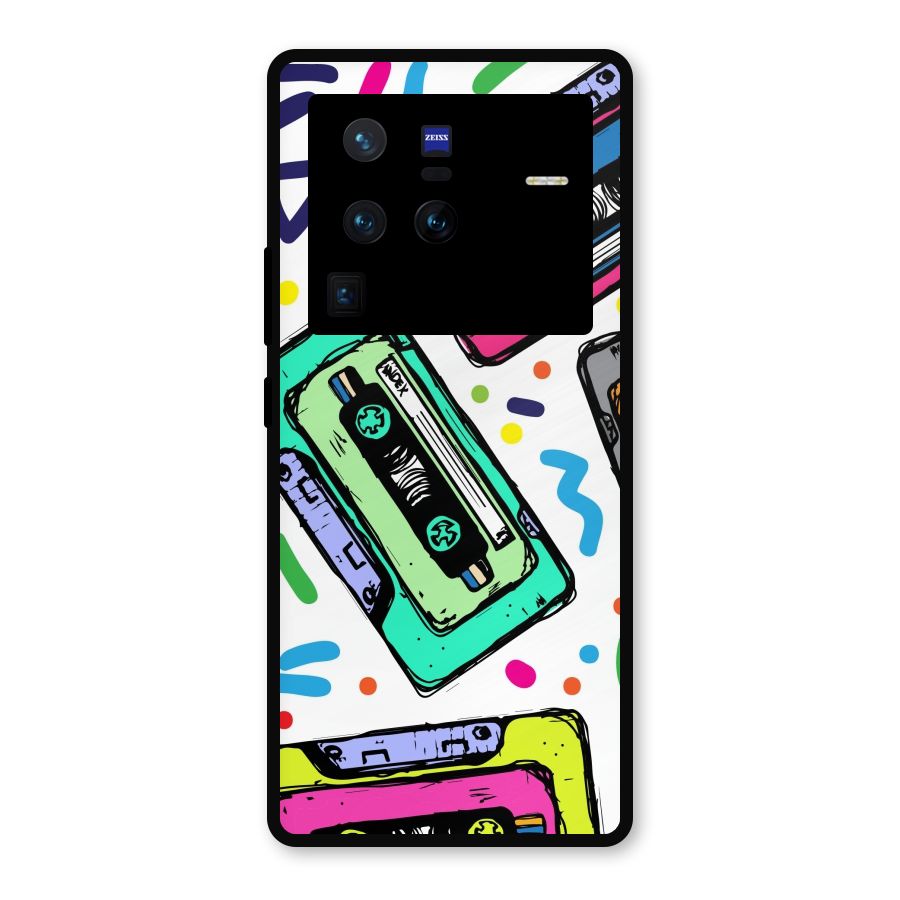 Cassette Pattern Metal Back Case for Vivo X80 Pro