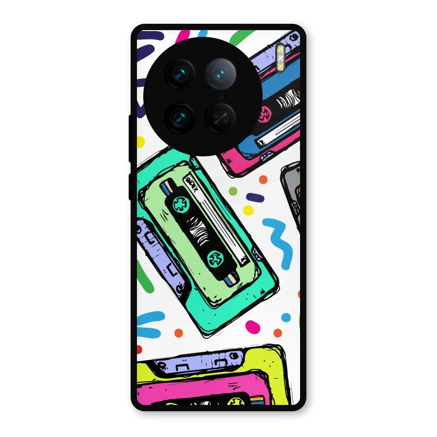 Cassette Pattern Metal Back Case for Vivo X90 Pro