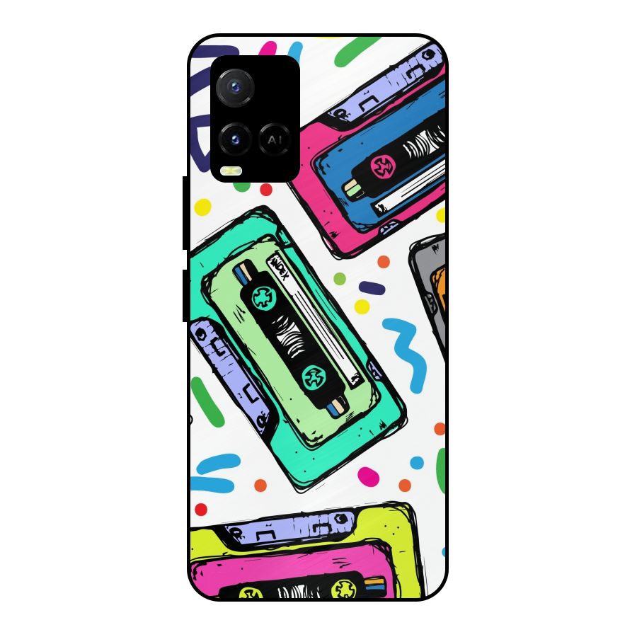 Cassette Pattern Metal Back Case for Vivo Y21G
