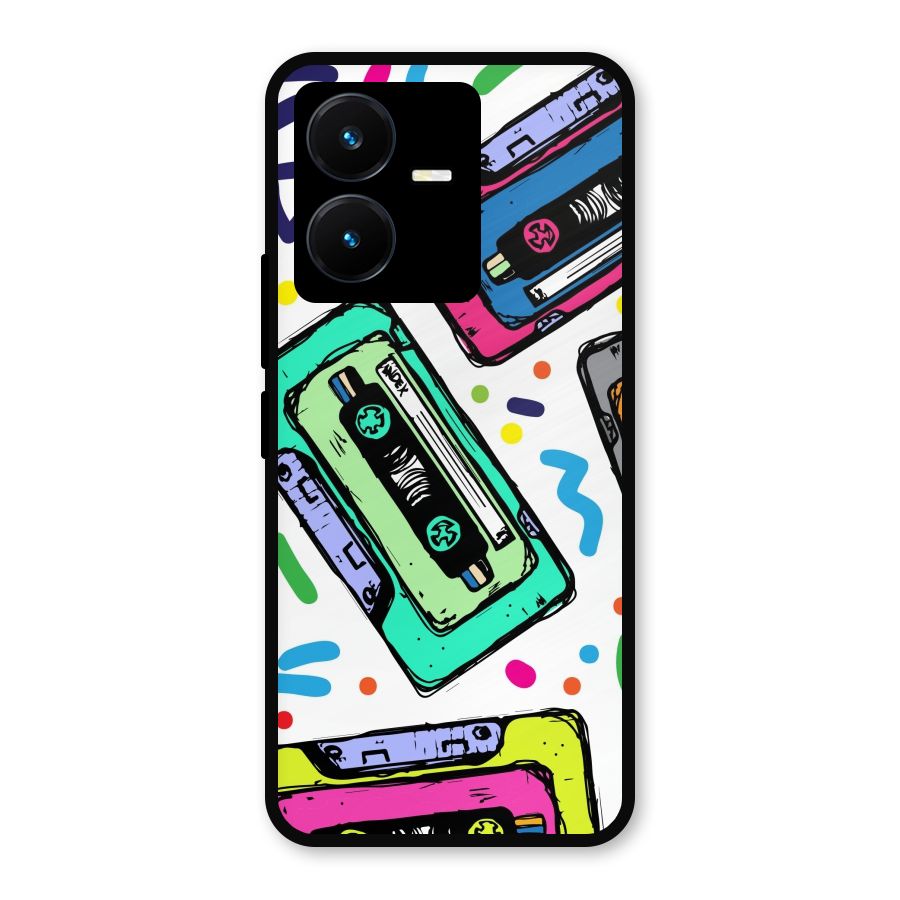 Cassette Pattern Metal Back Case for Vivo Y22