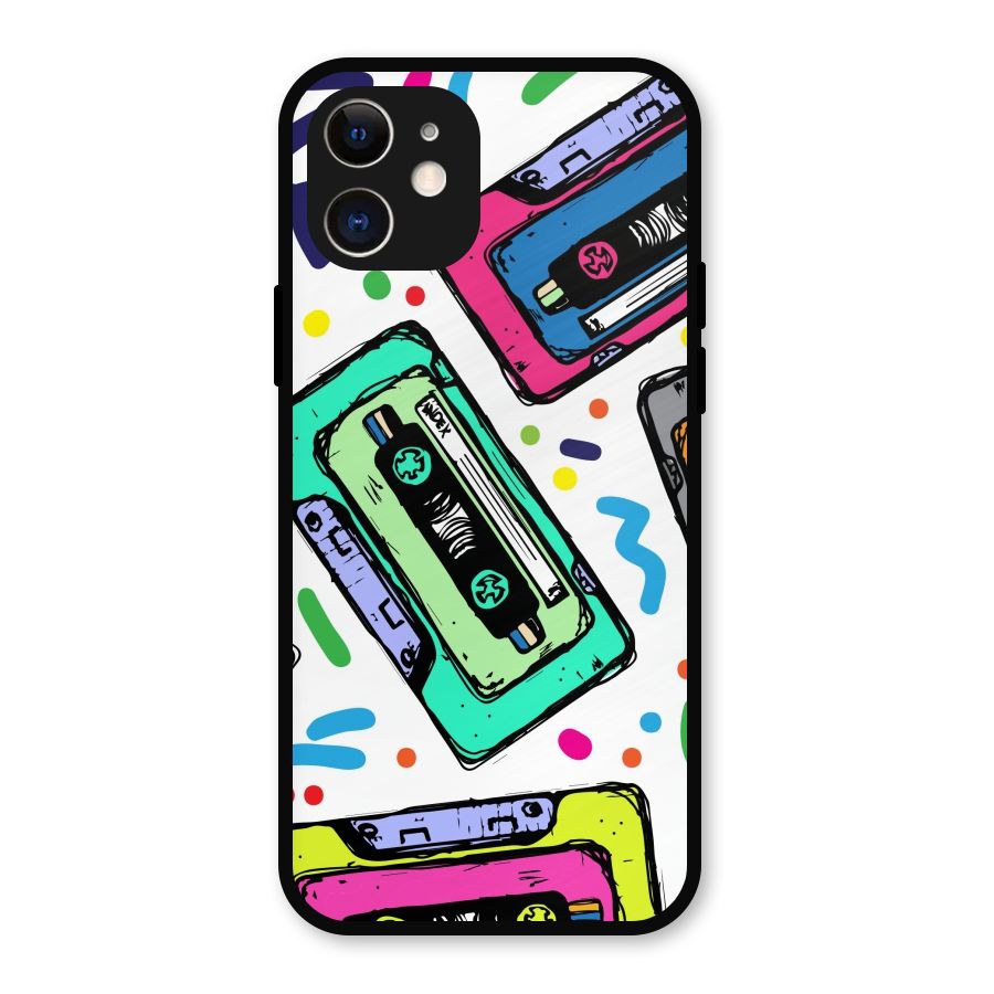 Cassette Pattern Metal Back Case for iPhone 12