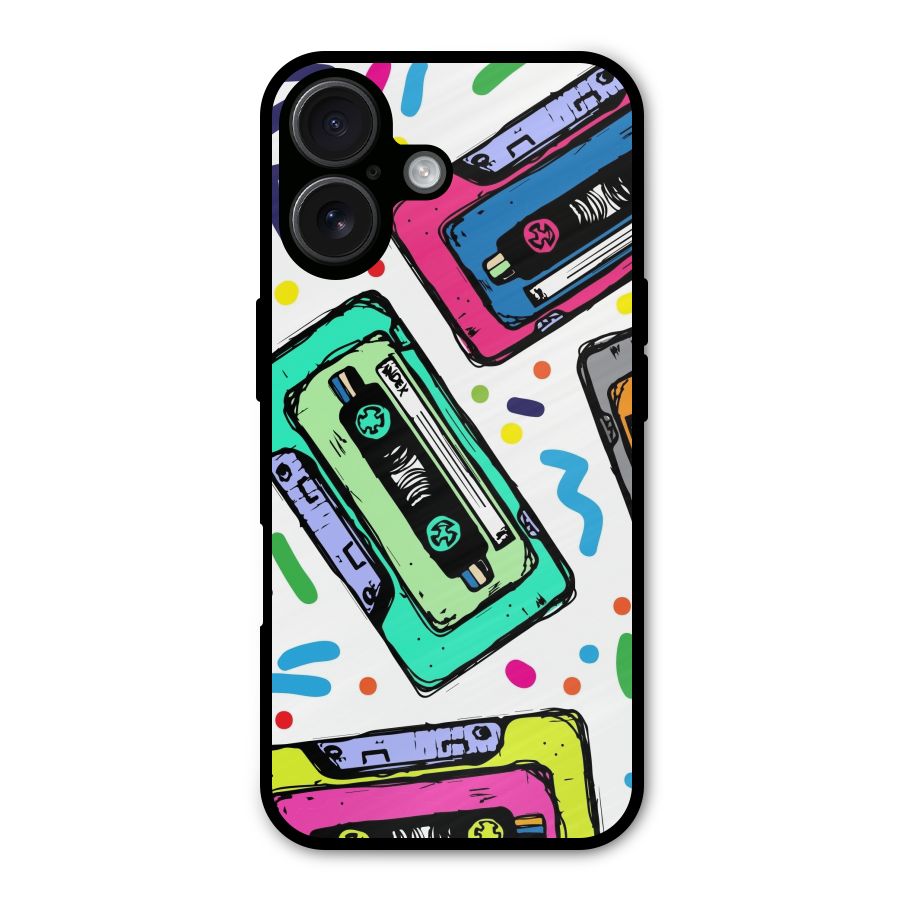 Cassette Pattern Metal Back Case for iPhone 16