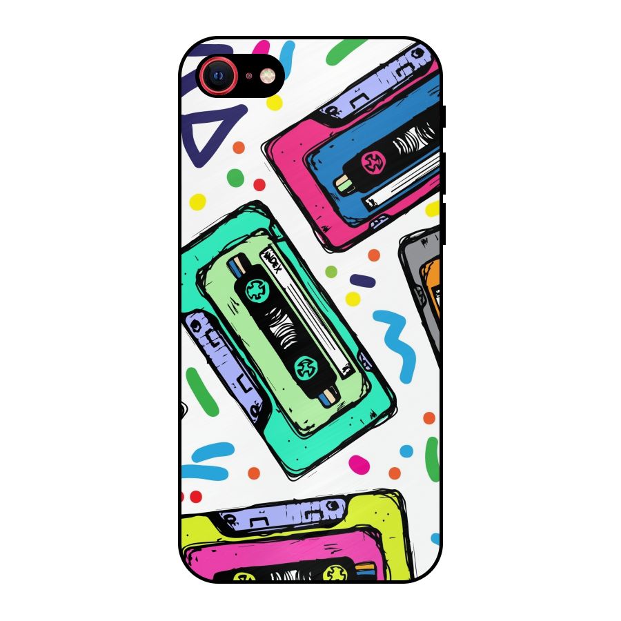 Cassette Pattern Metal Back Case for iPhone 7