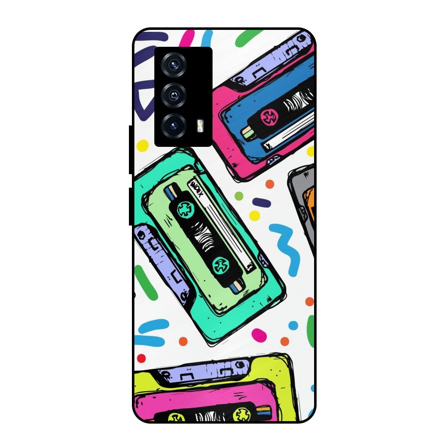 Cassette Pattern Metal Back Case for iQOO Z5