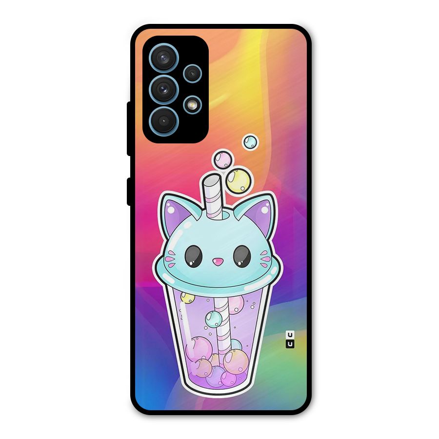 Cat Drink Metal Back Case for Galaxy A32