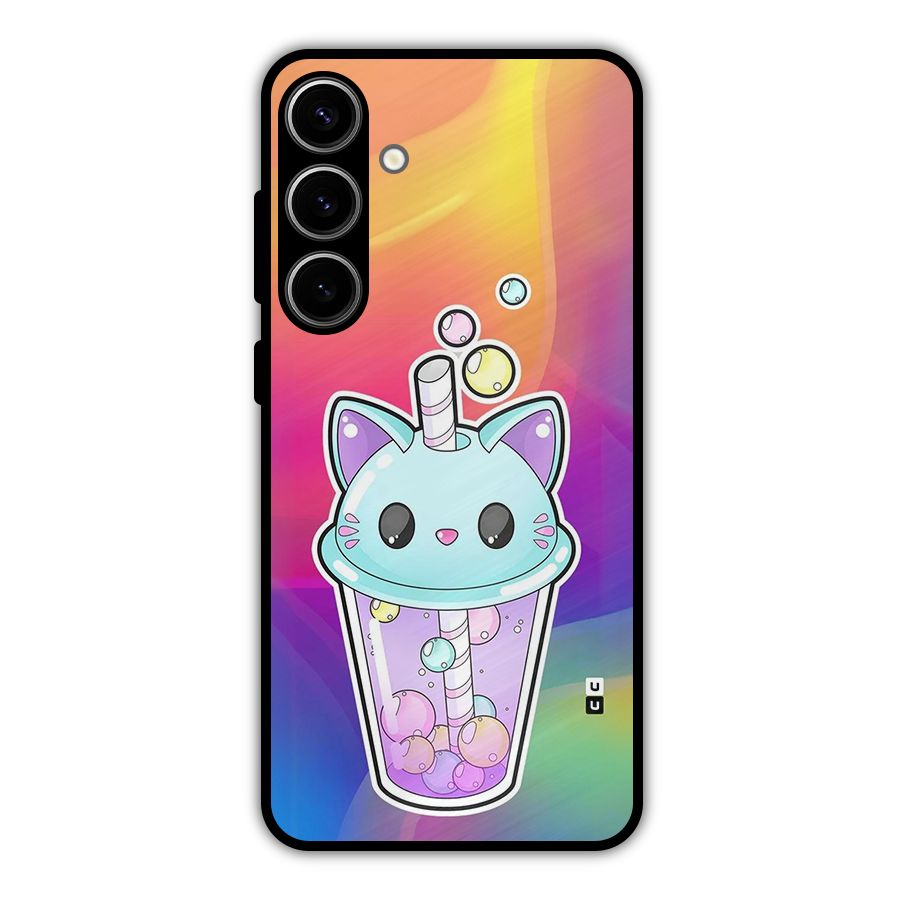 Cat Drink Metal Back Case for Galaxy S24 Plus