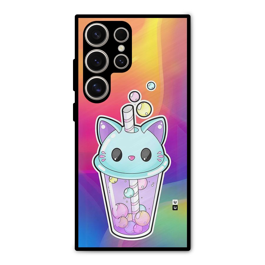 Cat Drink Metal Back Case for Galaxy S24 Ultra