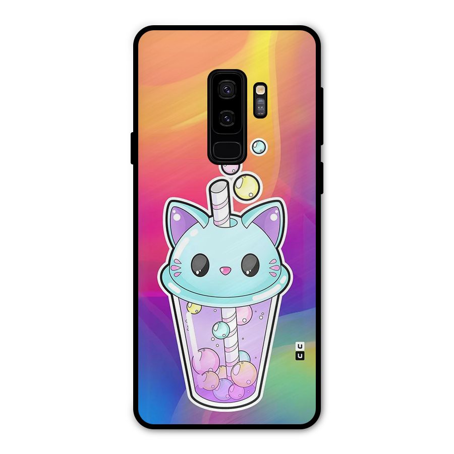 Cat Drink Metal Back Case for Galaxy S9 Plus