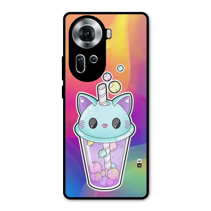 Cat Drink Metal Back Case for Oppo Reno11 5G