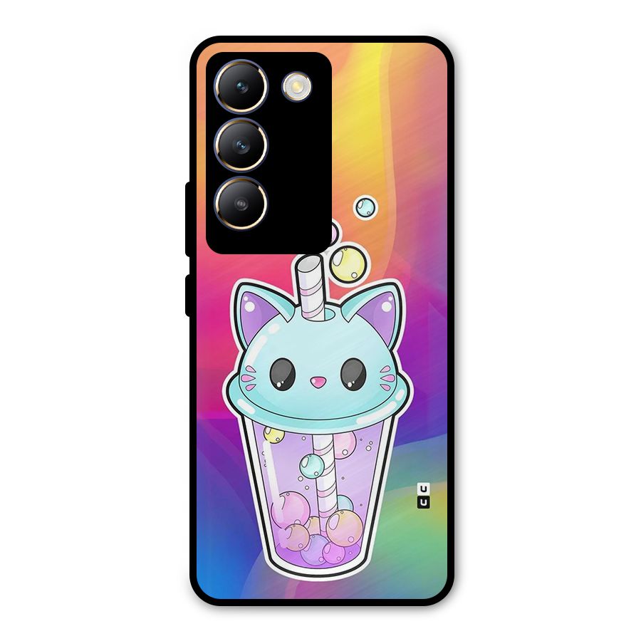 Cat Drink Metal Back Case for Vivo T3 5G