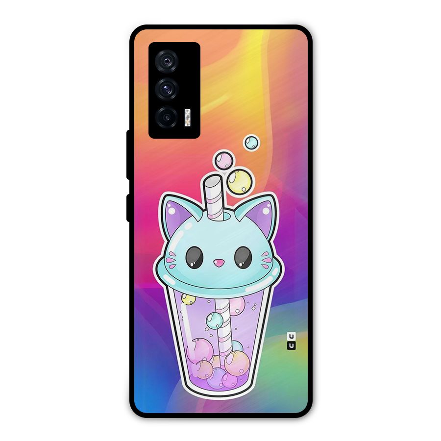 Cat Drink Metal Back Case for iQOO 7 5G