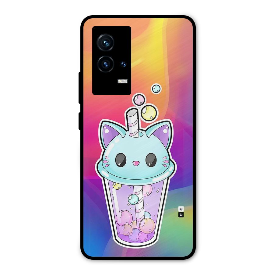 Cat Drink Metal Back Case for iQOO 9 5G