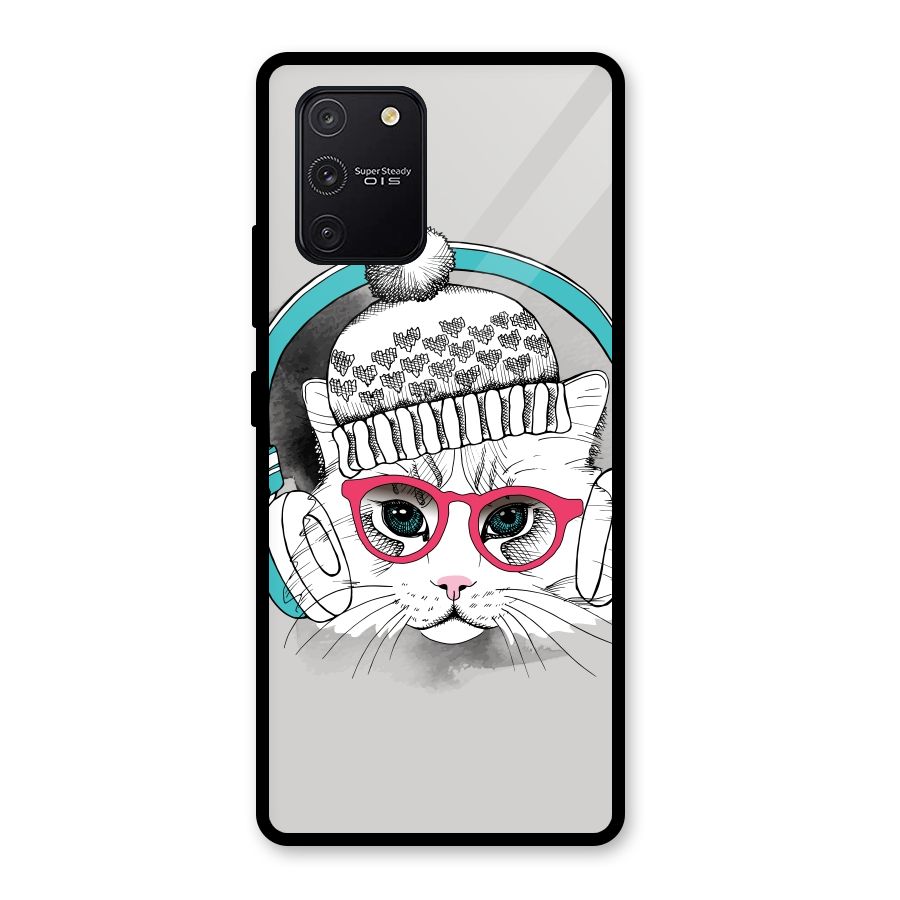 Cat Headphones Glass Back Case for Galaxy S10 Lite