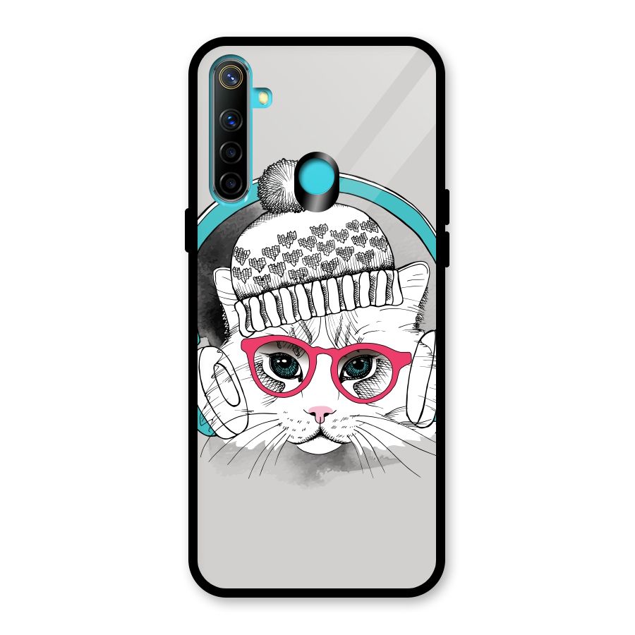 Cat Headphones Glass Back Case for Realme Narzo 10