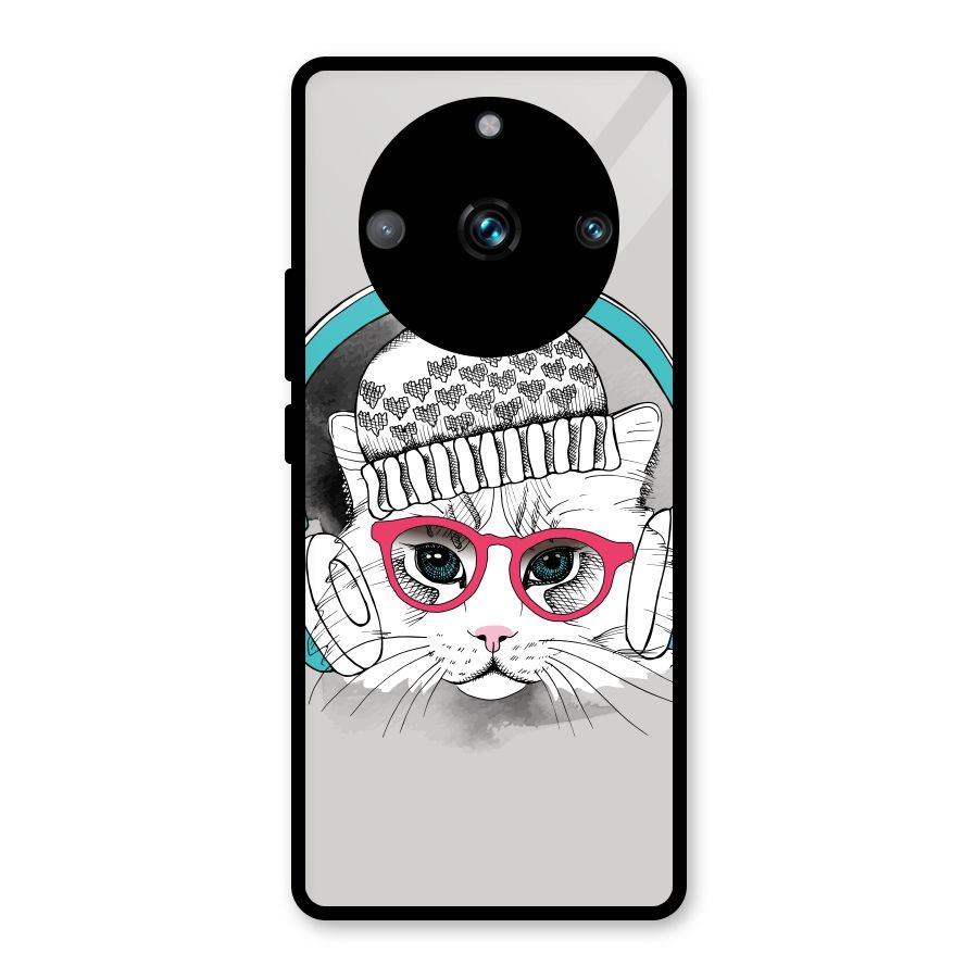 Cat Headphones Glass Back Case for Realme Narzo 60 Pro