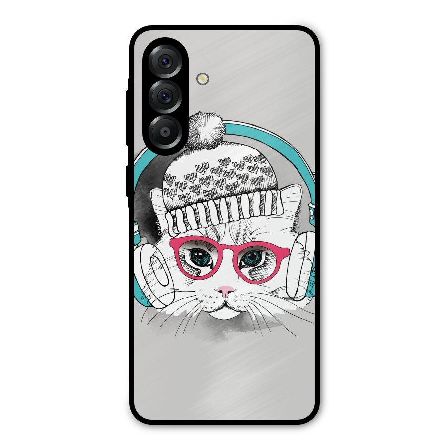 Cat Headphones Metal Back Case for Galaxy A56