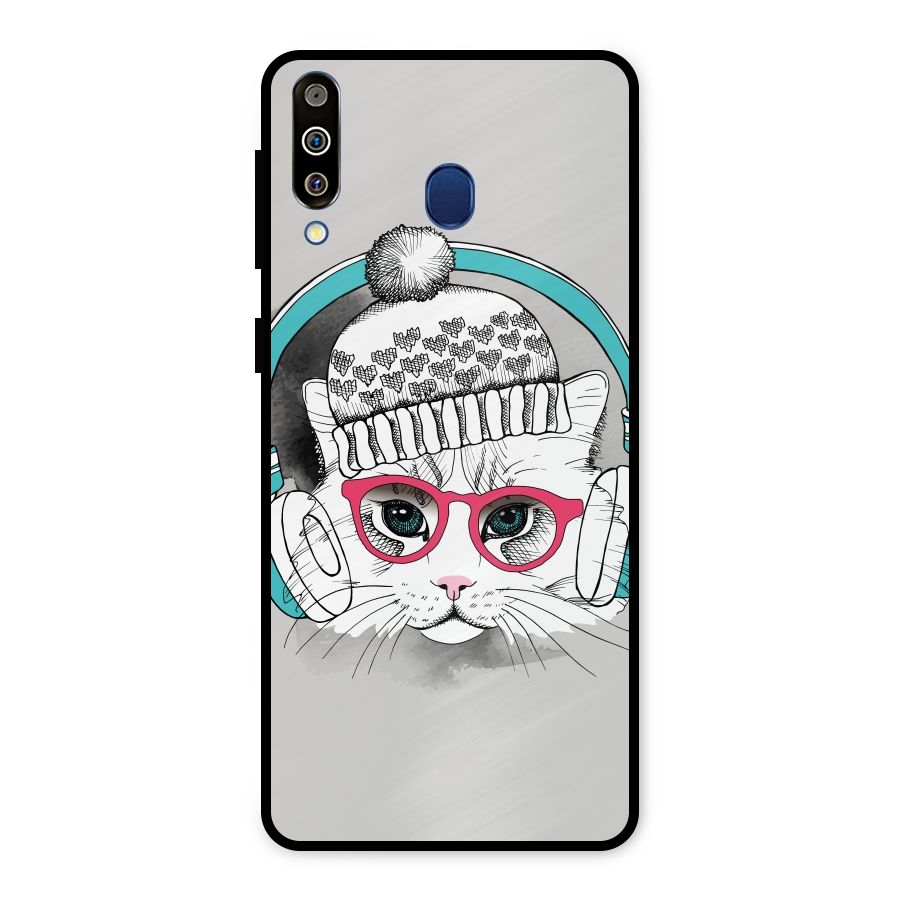 Cat Headphones Metal Back Case for Galaxy M30