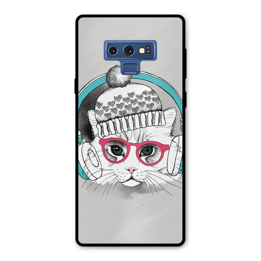 Cat Headphones Metal Back Case for Galaxy Note 9
