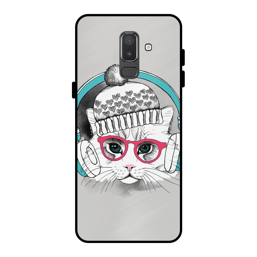 Cat Headphones Metal Back Case for Galaxy On8 (2018)