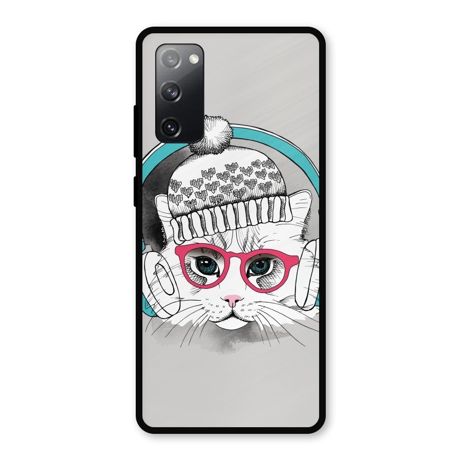 Cat Headphones Metal Back Case for Galaxy S20 FE 5G