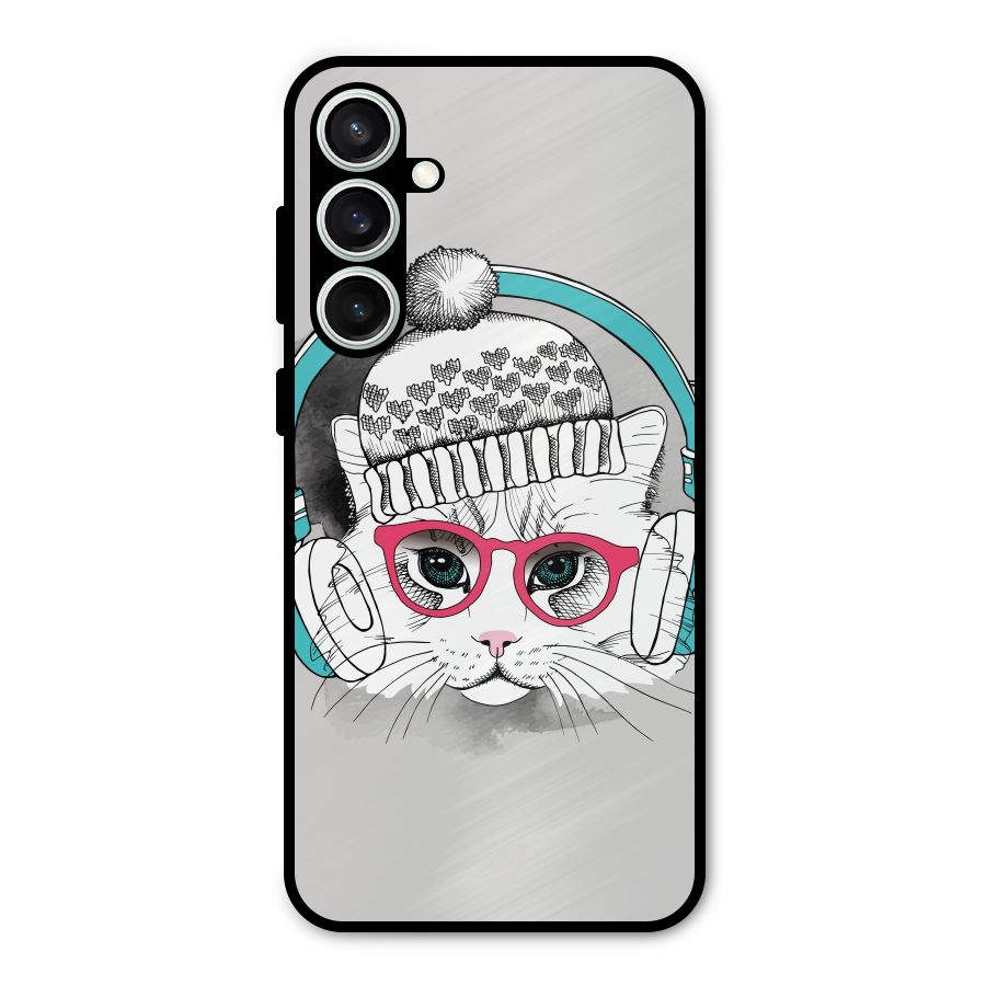 Cat Headphones Metal Back Case for Galaxy S23 FE