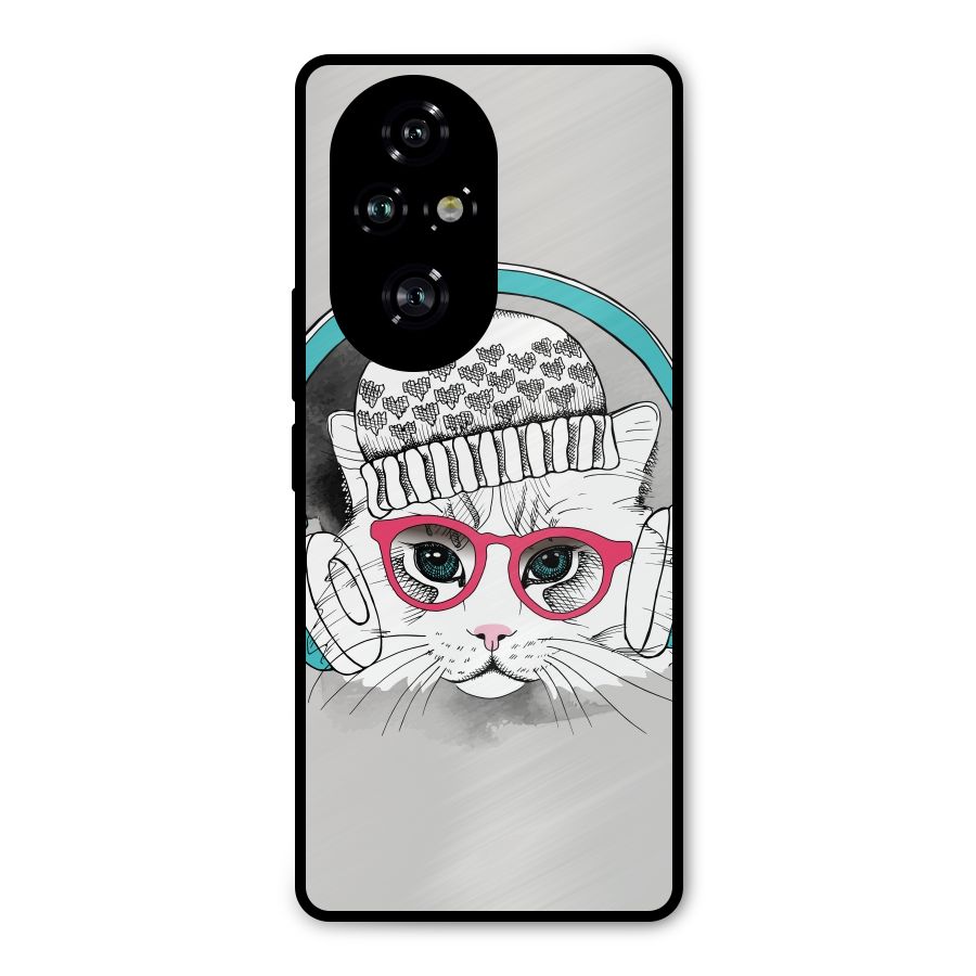 Cat Headphones Metal Back Case for Honor 200 Pro