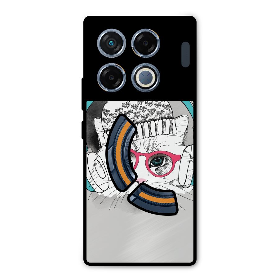Cat Headphones Metal Back Case for Infinix GT 20 Pro