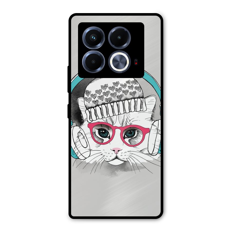 Cat Headphones Metal Back Case for Infinix Note 40 5G