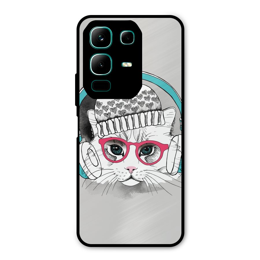Cat Headphones Metal Back Case for Infinix Note 50x