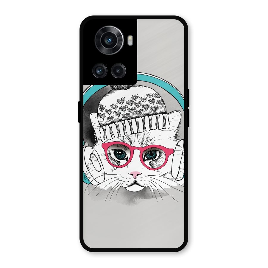Cat Headphones Metal Back Case for OnePlus 10R