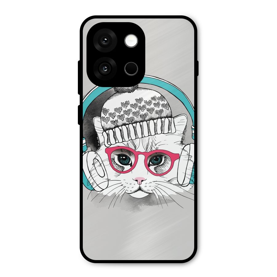 Cat Headphones Metal Back Case for OnePlus 13s