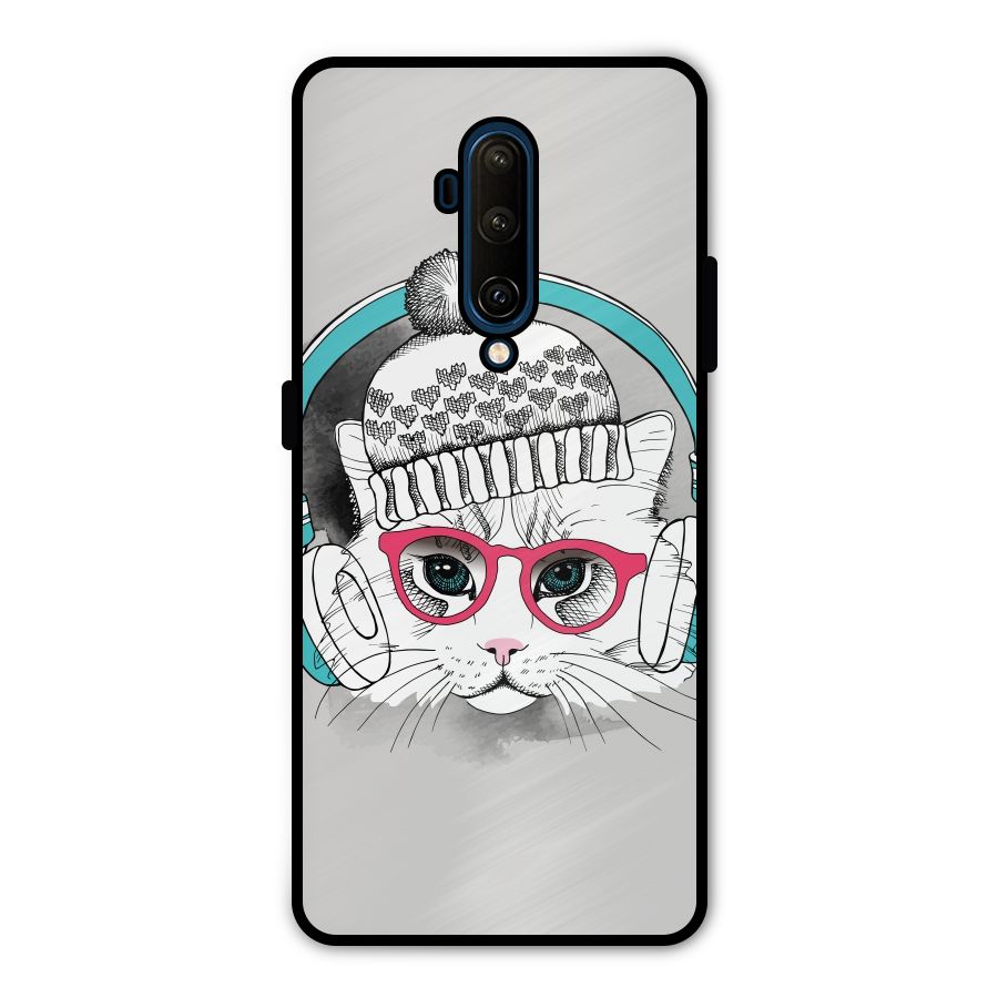 Cat Headphones Metal Back Case for OnePlus 7T Pro