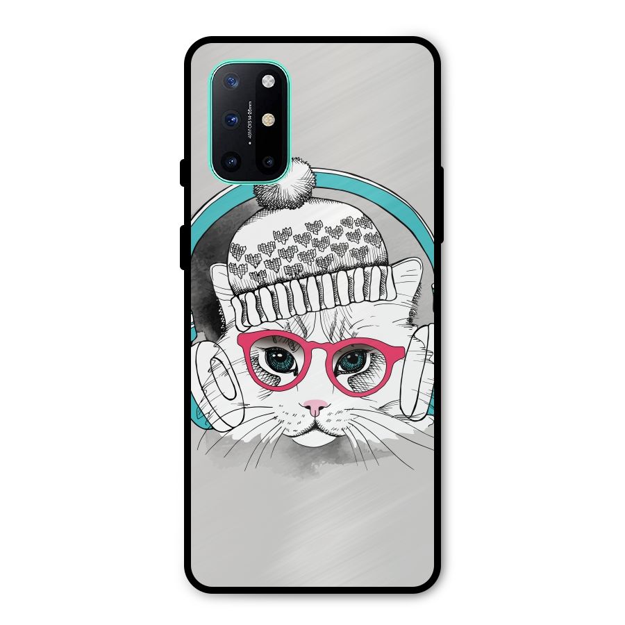 Cat Headphones Metal Back Case for OnePlus 8T