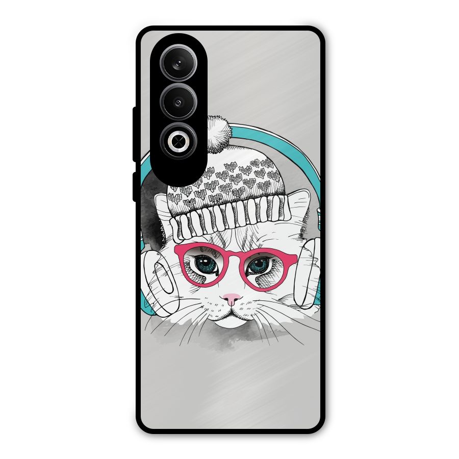Cat Headphones Metal Back Case for OnePlus Nord CE4