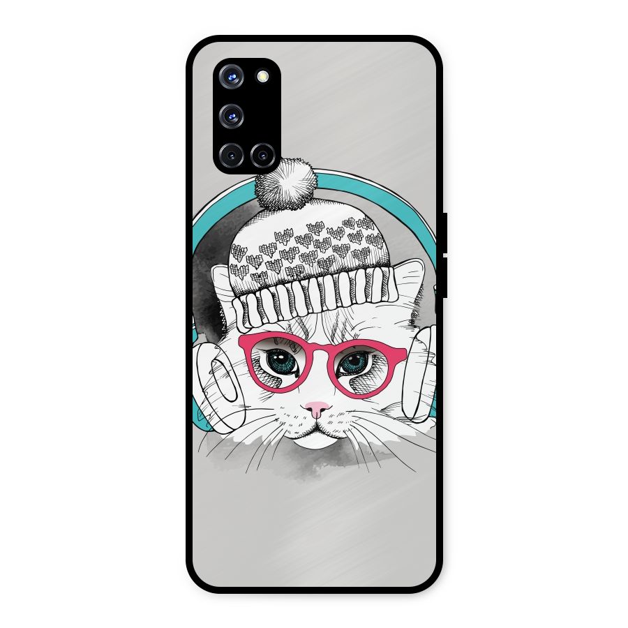 Cat Headphones Metal Back Case for Oppo A52