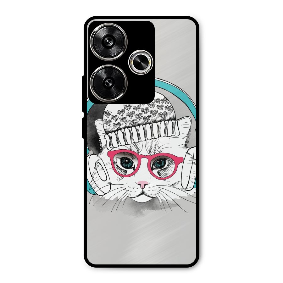 Cat Headphones Metal Back Case for Poco F6