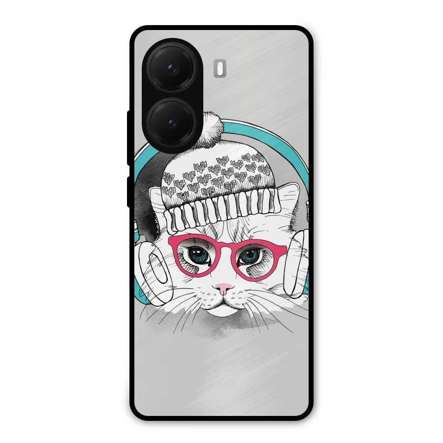 Cat Headphones Metal Back Case for Poco X7 Pro