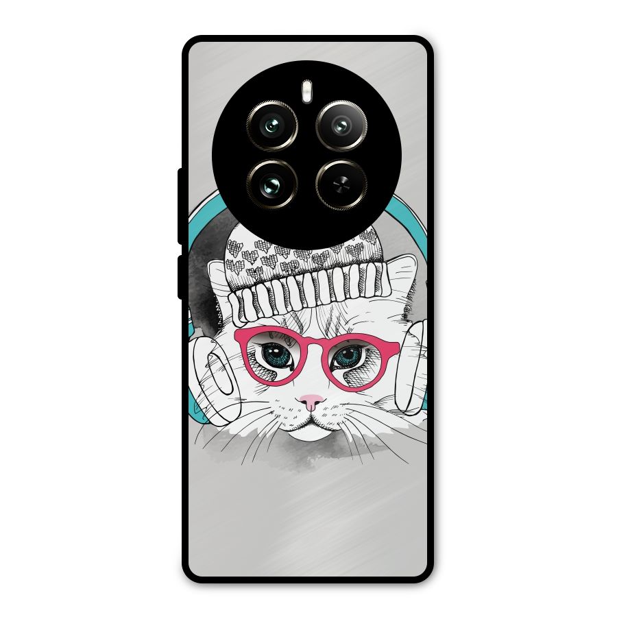 Cat Headphones Metal Back Case for Realme 12 Pro