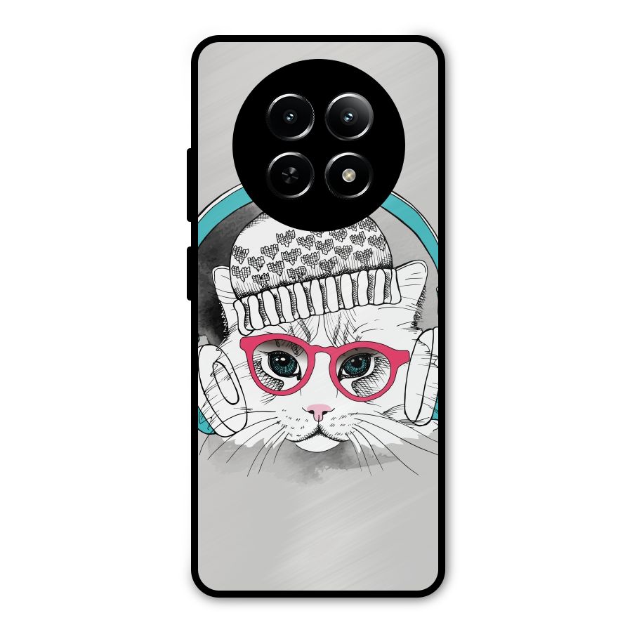 Cat Headphones Metal Back Case for Realme 13