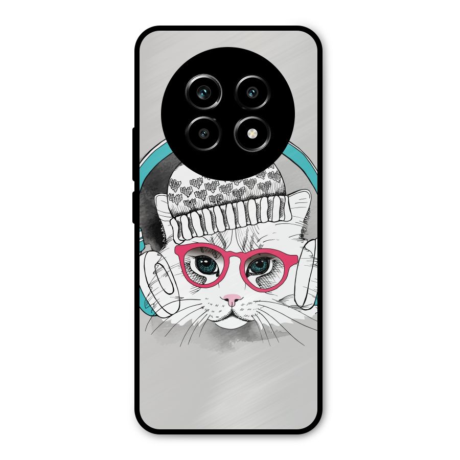 Cat Headphones Metal Back Case for Realme 13 Pro