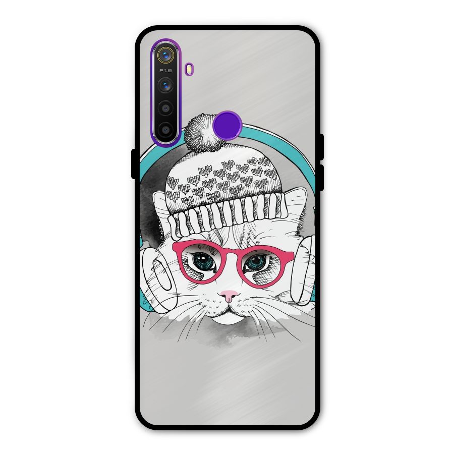 Cat Headphones Metal Back Case for Realme 5i