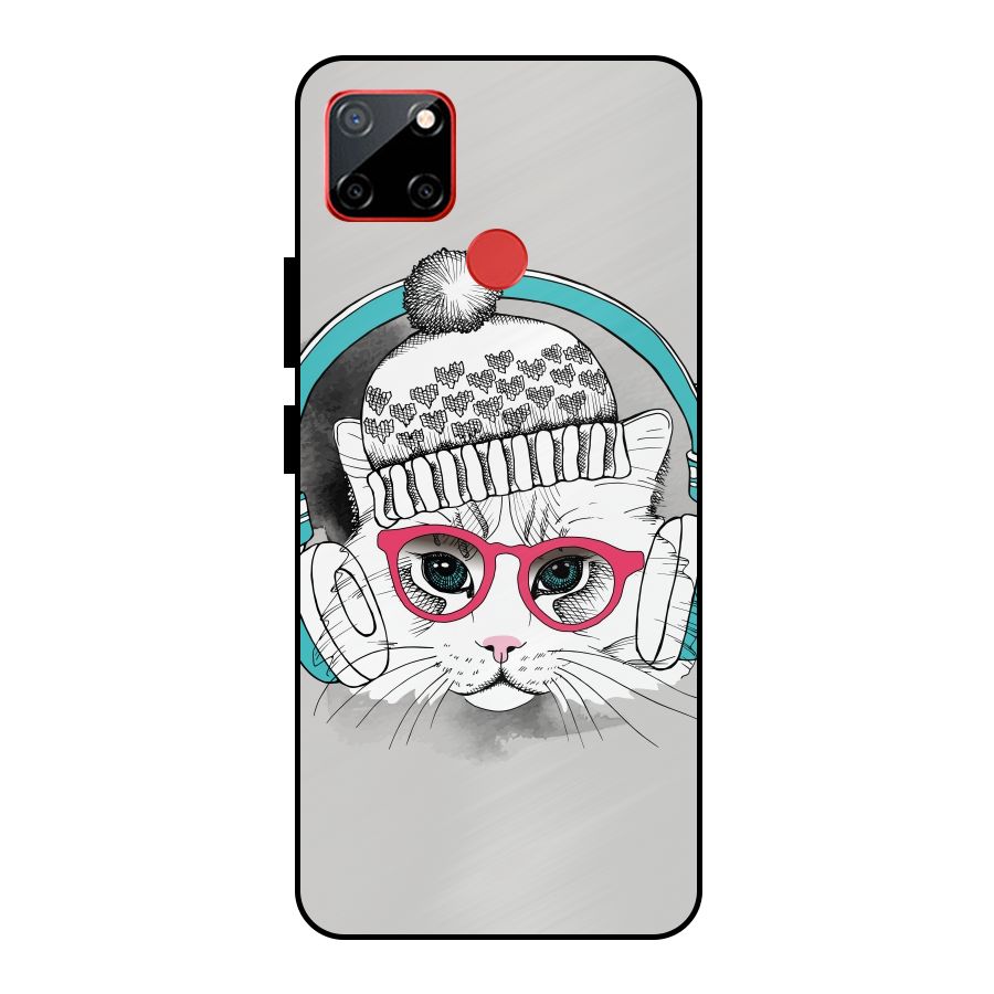 Cat Headphones Metal Back Case for Realme C12