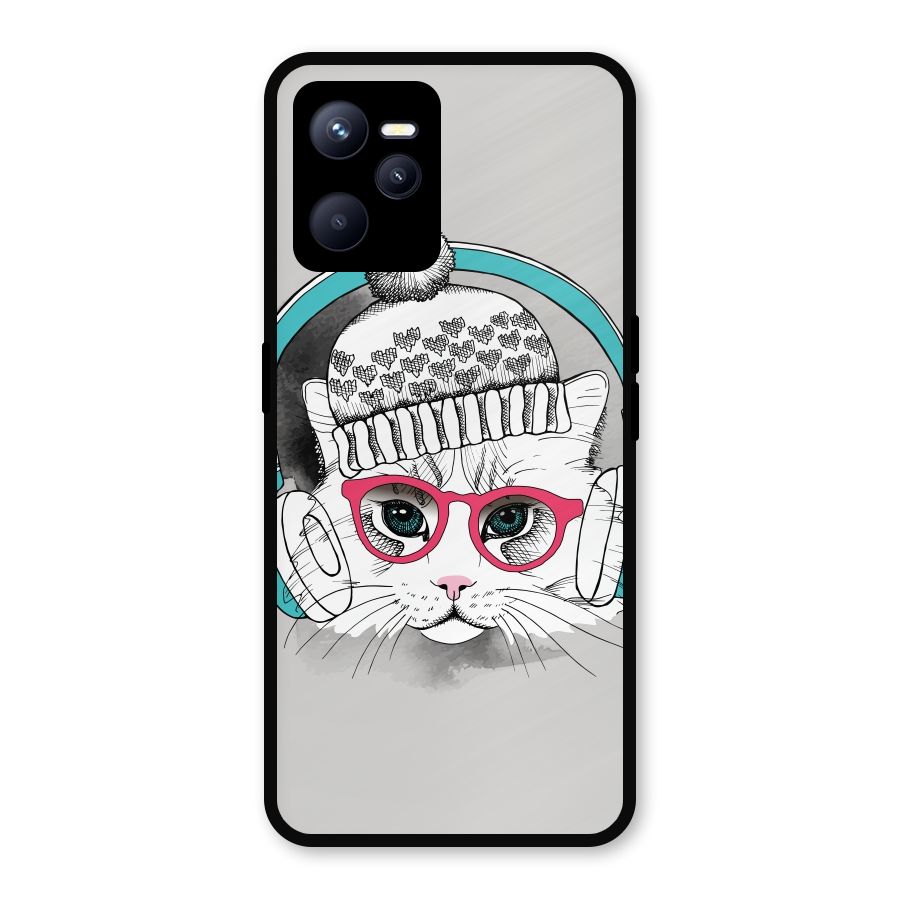 Cat Headphones Metal Back Case for Realme C35