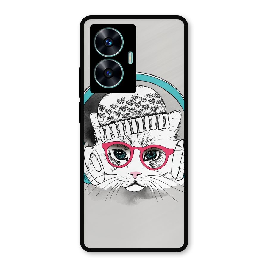 Cat Headphones Metal Back Case for Realme C55