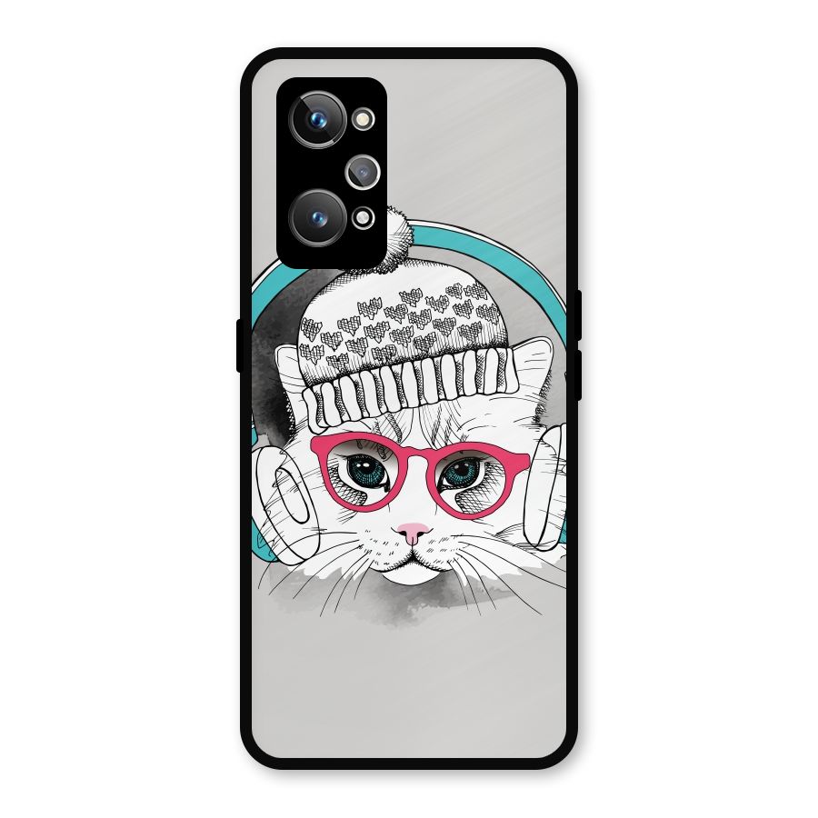 Cat Headphones Metal Back Case for Realme GT 2