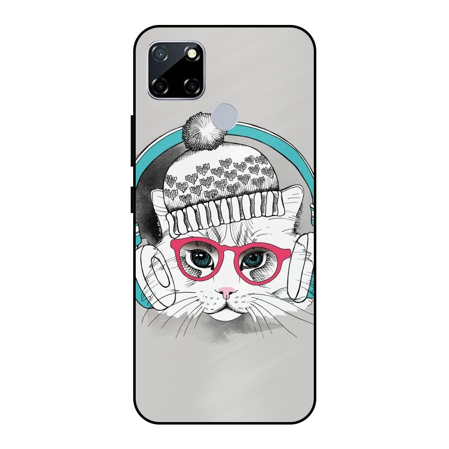 Cat Headphones Metal Back Case for Realme Narzo 20