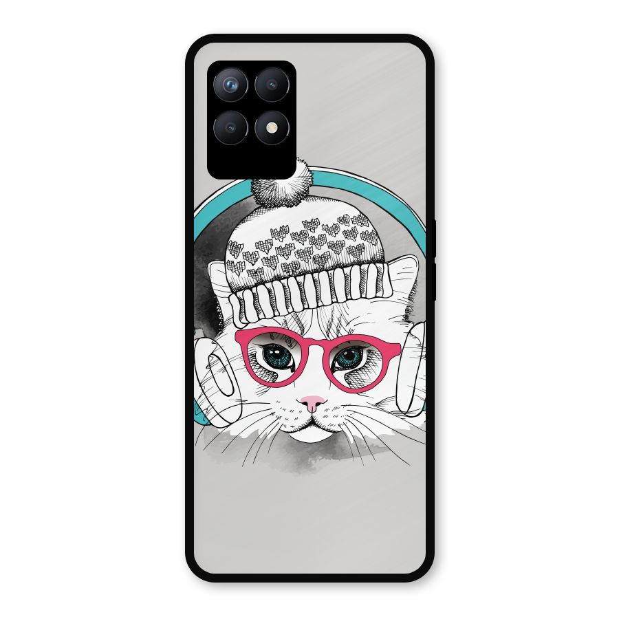 Cat Headphones Metal Back Case for Realme Narzo 50